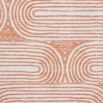 5' X 8' Salmon And Ivory Geometric Washable Area Rug With UV Protection