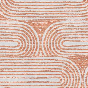 8' X 10' Salmon And Ivory Geometric Washable Area Rug With UV Protection