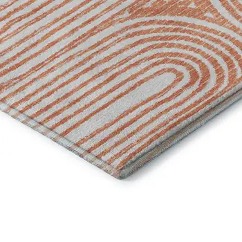 10' X 14' Salmon And Ivory Geometric Washable Area Rug With UV Protection