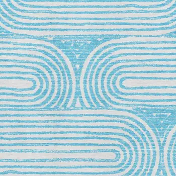 3' X 5' Teal And Ivory Geometric Washable Area Rug With UV Protection
