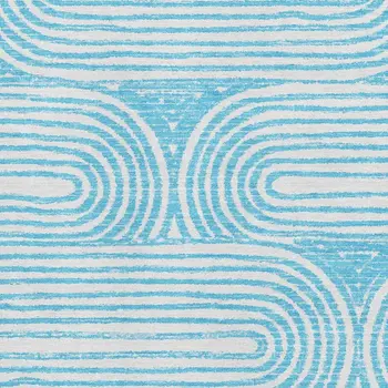8' X 10' Teal And Ivory Geometric Washable Area Rug With UV Protection