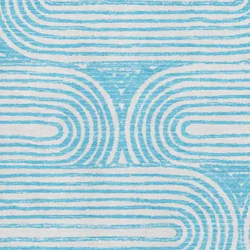 10' X 14' Teal And Ivory Geometric Washable Area Rug With UV Protection