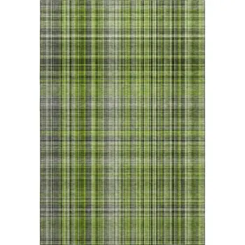 3' X 5' Green Gray And Ivory Plaid Washable Area Rug With UV Protection