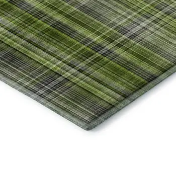 3' X 5' Green Gray And Ivory Plaid Washable Area Rug With UV Protection