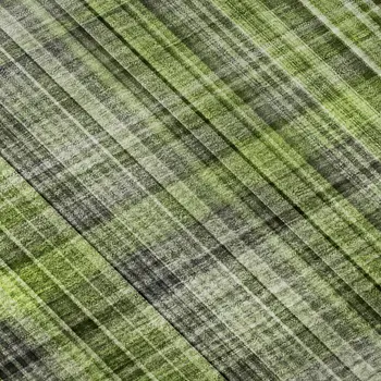 3' X 5' Green Gray And Ivory Plaid Washable Area Rug With UV Protection