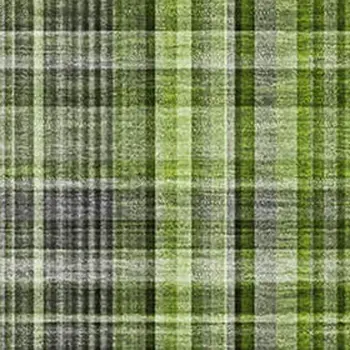 5' X 8' Green Gray And Ivory Plaid Washable Area Rug With UV Protection