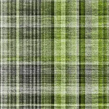 9' X 12' Green Gray And Ivory Plaid Washable Area Rug With UV Protection