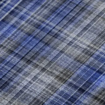 8' X 10' Navy Blue And Gray Plaid Washable Area Rug With UV Protection