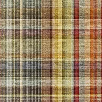 5' X 8' Rust Gold And Green Plaid Washable Area Rug With UV Protection