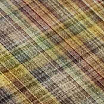 8' X 10' Rust Gold And Green Plaid Washable Area Rug With UV Protection