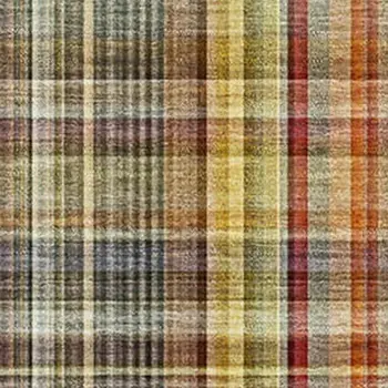 9' X 12' Rust Gold And Green Plaid Washable Area Rug With UV Protection