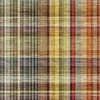 10' X 14' Rust Gold And Green Plaid Washable Area Rug With UV Protection