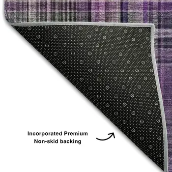 3' X 5' Purple And Gray Plaid Washable Area Rug With UV Protection