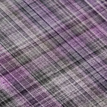 3' X 5' Purple And Gray Plaid Washable Area Rug With UV Protection