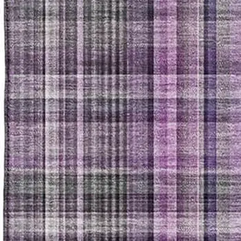 8' X 10' Purple And Gray Plaid Washable Area Rug With UV Protection
