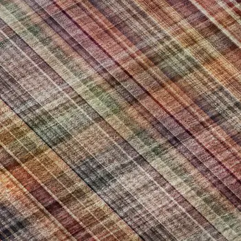 5' X 8' Red Ivory And Gold Plaid Washable Area Rug With UV Protection