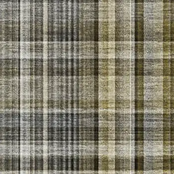 3' X 5' Taupe And Coffee Plaid Washable Area Rug With UV Protection