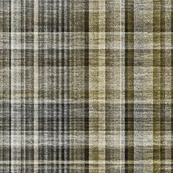 5' X 8' Taupe And Coffee Plaid Washable Area Rug With UV Protection