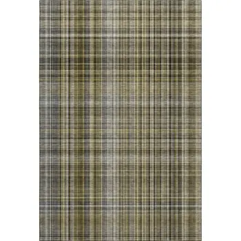 8' X 10' Taupe And Coffee Plaid Washable Area Rug With UV Protection