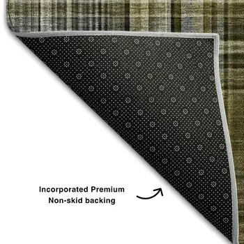 8' X 10' Taupe And Coffee Plaid Washable Area Rug With UV Protection