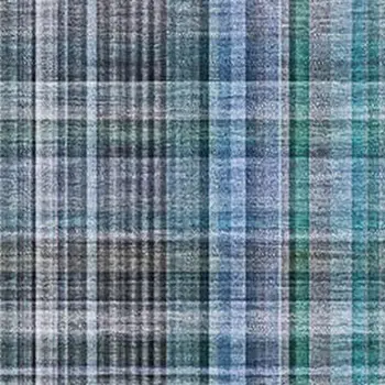 3' X 5' Teal And Gray Plaid Washable Area Rug With UV Protection