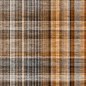 3' X 5' Terra Cotta And Gray Plaid Washable Area Rug With UV Protection