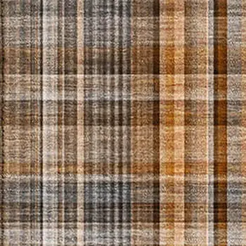 5' X 8' Terra Cotta And Gray Plaid Washable Area Rug With UV Protection