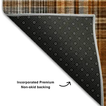 8' X 10' Terra Cotta And Gray Plaid Washable Area Rug With UV Protection