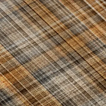 8' X 10' Terra Cotta And Gray Plaid Washable Area Rug With UV Protection