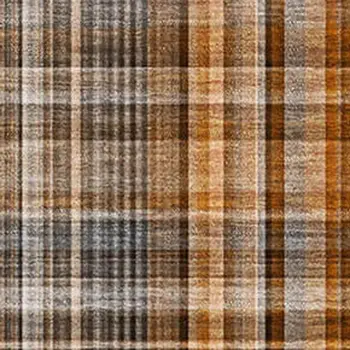 8' X 10' Terra Cotta And Gray Plaid Washable Area Rug With UV Protection