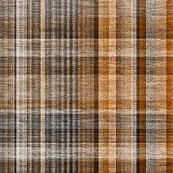 9' X 12' Terra Cotta And Gray Plaid Washable Area Rug With UV Protection