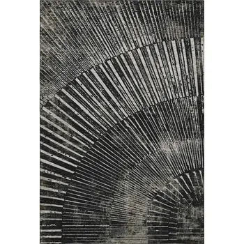10' X 14' Black And Ivory Geometric Washable Area Rug With UV Protection