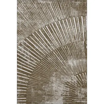 5' X 8' Chocolate And Ivory Geometric Washable Area Rug With UV Protection