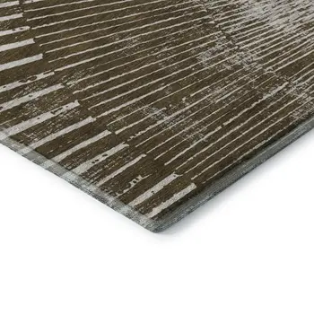 5' X 8' Chocolate And Ivory Geometric Washable Area Rug With UV Protection