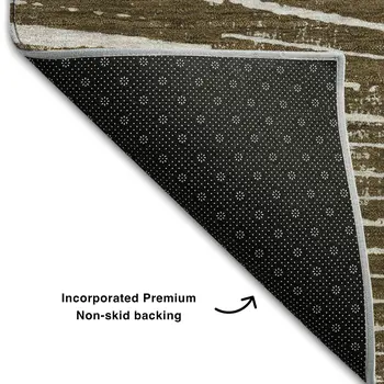8' Chocolate And Ivory Geometric Washable Round Rug With UV Protection