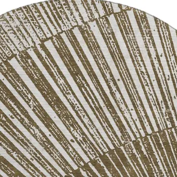 8' Chocolate And Ivory Geometric Washable Round Rug With UV Protection