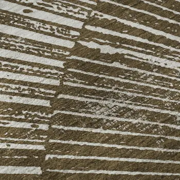 10' X 14' Chocolate And Ivory Geometric Washable Area Rug With UV Protection