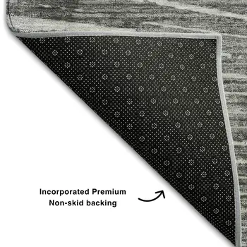 8' Gray And Ivory Geometric Washable Round Rug With UV Protection