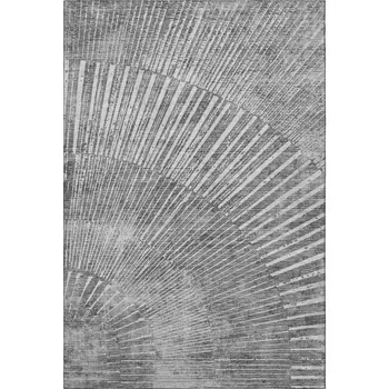 8' X 10' Gray And Ivory Geometric Washable Area Rug With UV Protection