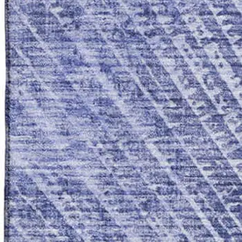 8' X 10' Navy Blue And Ivory Geometric Washable Area Rug With UV Protection