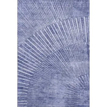 9' X 12' Navy Blue And Ivory Geometric Washable Area Rug With UV Protection