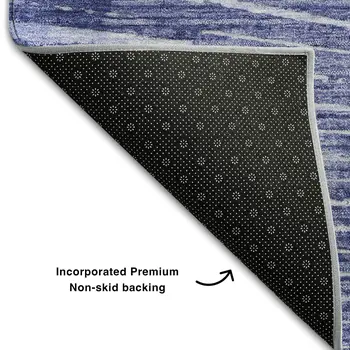 9' X 12' Navy Blue And Ivory Geometric Washable Area Rug With UV Protection