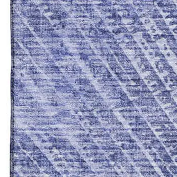 9' X 12' Navy Blue And Ivory Geometric Washable Area Rug With UV Protection
