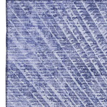 9' X 12' Navy Blue And Ivory Geometric Washable Area Rug With UV Protection