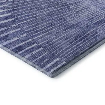 10' X 14' Navy Blue And Ivory Geometric Washable Area Rug With UV Protection