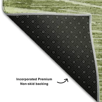 3' X 5' Sage And Ivory Geometric Washable Area Rug With UV Protection