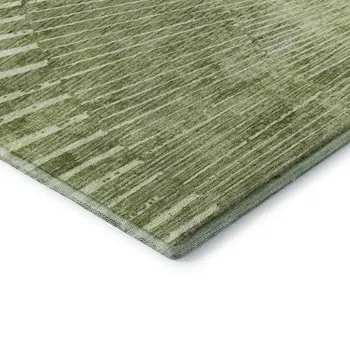 3' X 5' Sage And Ivory Geometric Washable Area Rug With UV Protection