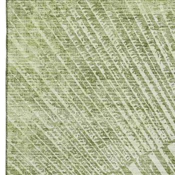 3' X 5' Sage And Ivory Geometric Washable Area Rug With UV Protection