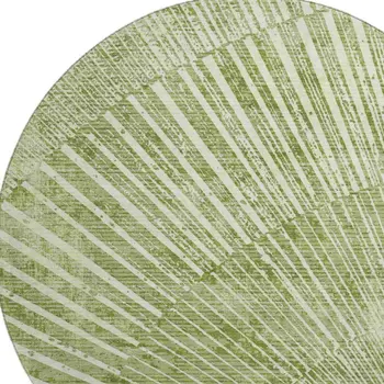 8' Sage And Ivory Geometric Washable Round Rug With UV Protection