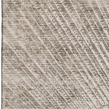 3' X 5' Taupe And Ivory Geometric Washable Area Rug With UV Protection